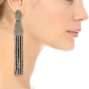 Oscar De La Renta Long Tassel Drop Clip Earrings